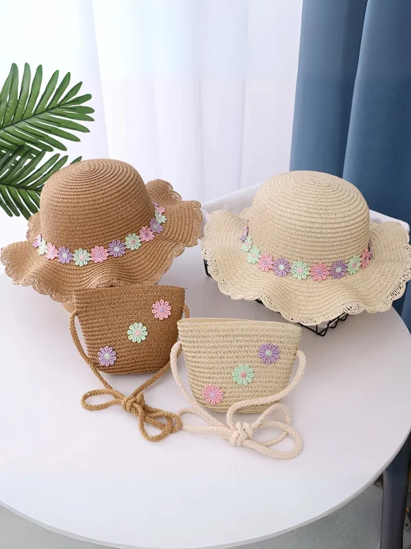 Little Blossom Daisy Straw Hat Set