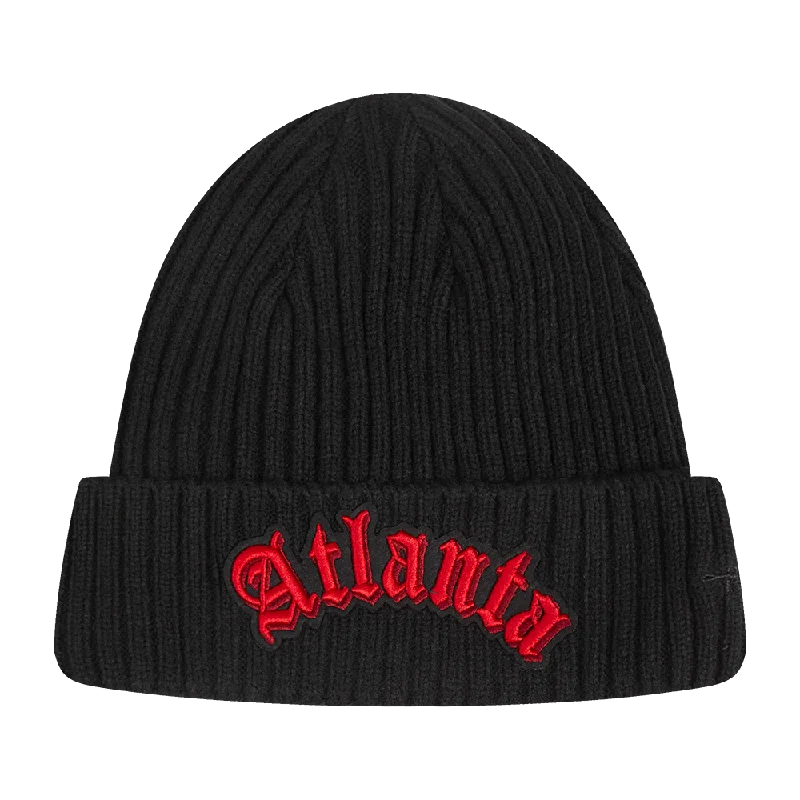 NBA ATLANTA HAWKS OLD ENGLISH BEANIE (BLACK)