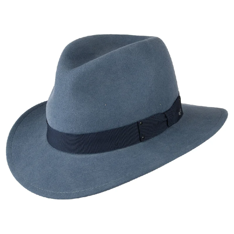 Bailey Hats Curtis Crushable Water Repellent Wool Felt Fedora Hat - Blue