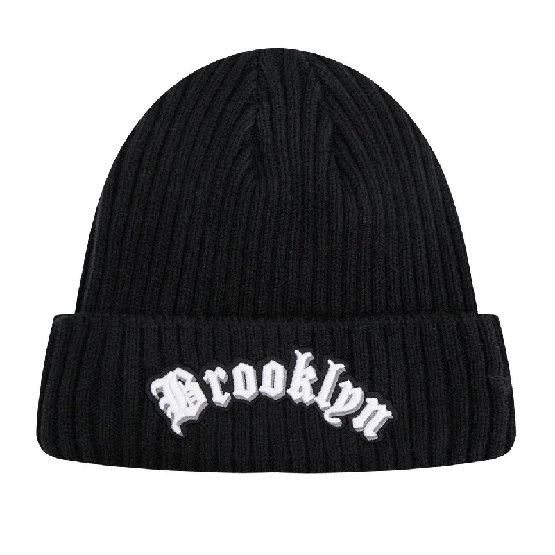 NBA BROOKLYN NETS OLD ENGLISH UNISEX BEANIE (BLACK)