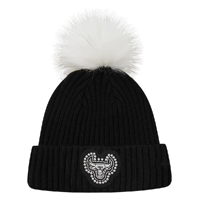 NBA CHICAGO BULLS PEARLS WOMEN'S BEANIE (BLACK/WHITE/SILVER)