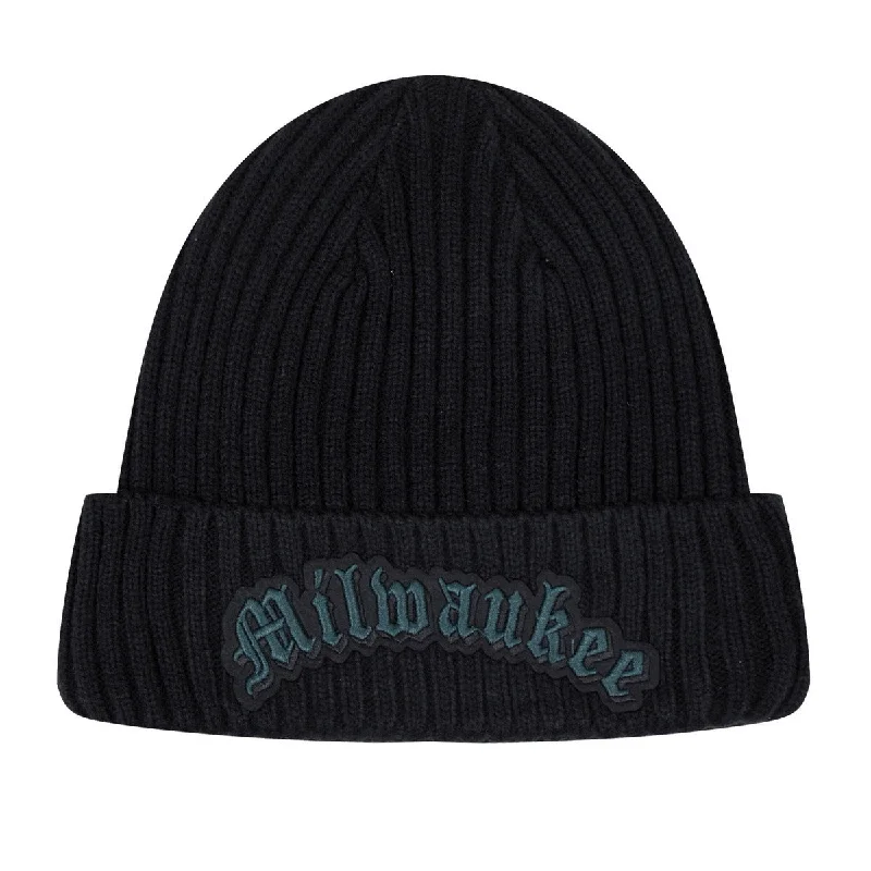 NBA MILWAUKEE BUCKS OLD ENGLISH UNISEX BEANIE (BLACK)