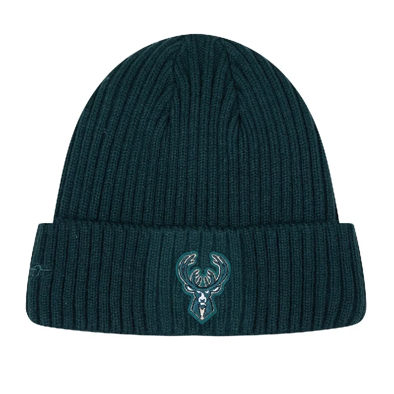 NBA MILWAUKEE BUCKS OLD ENGLISH UNISEX BEANIE (FOREST GREEN)