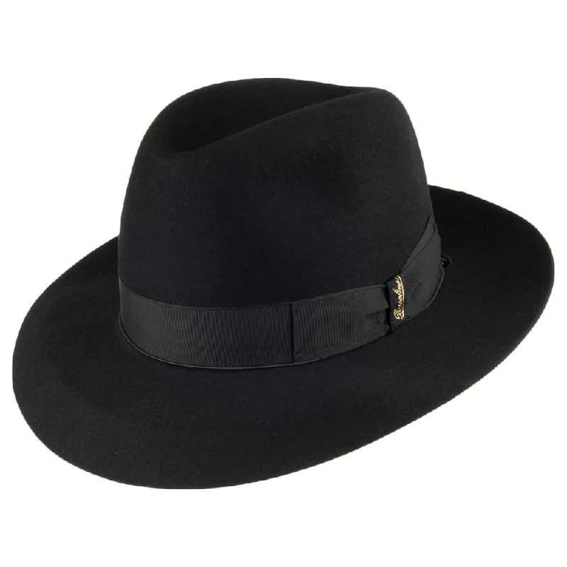 Borsalino Avalon Fur Felt Fedora Hat - Black