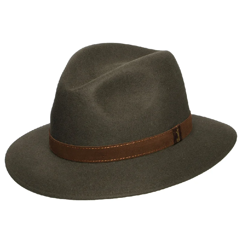 Borsalino Fur Felt Crushable Safari Fedora Hat - Sage