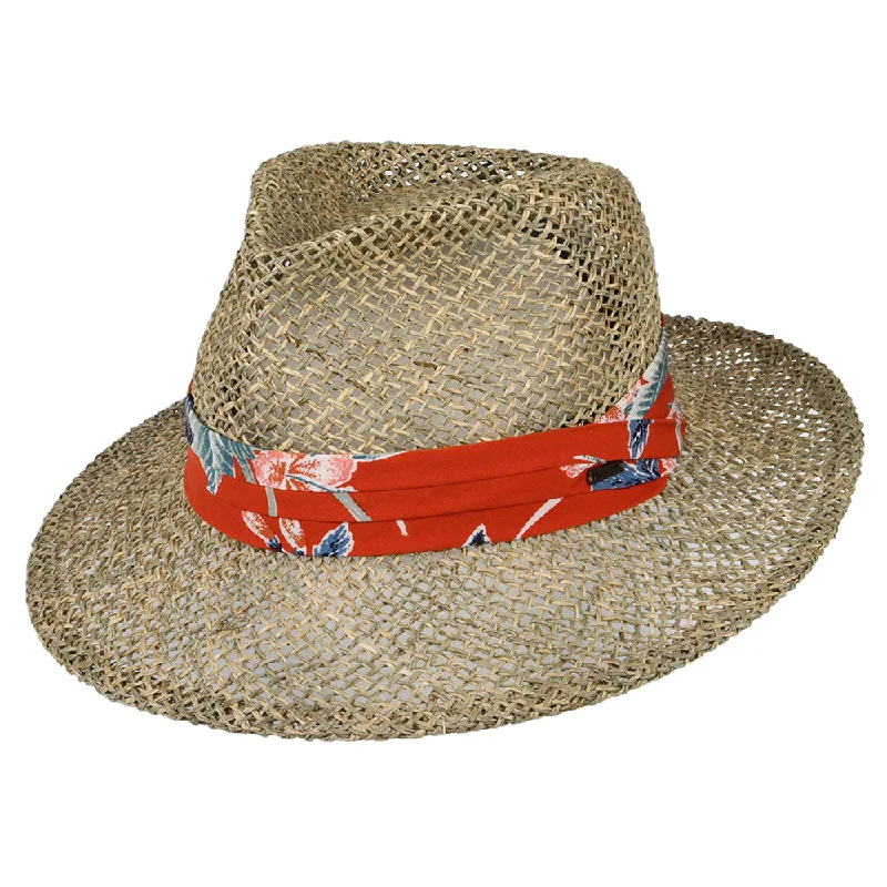 Brixton Hats Aloha Seagrass Straw Fedora Hat - Natural-Orange