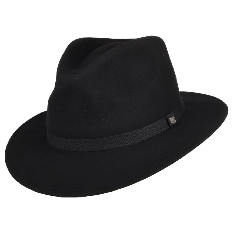 Brixton Hats Messer Packable Wool Felt Fedora Hat - Black