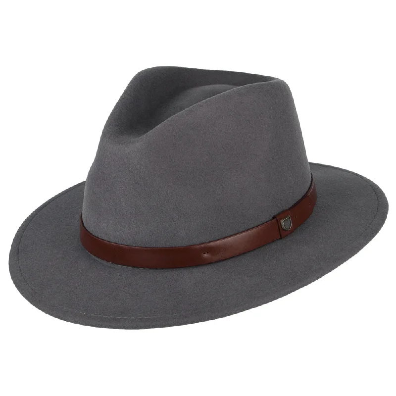 Brixton Hats Messer Wool Felt Fedora Hat - Mid Grey