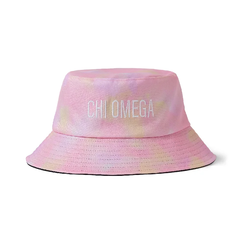 Chi Omega Bucket Hat - Tie Dye - Embroidered Logo