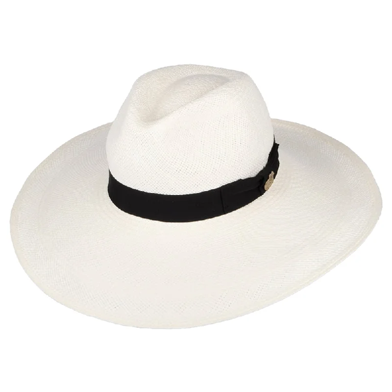 Christys Hats Jessica Wide Brim Panama Hat with Black Band - Bleach