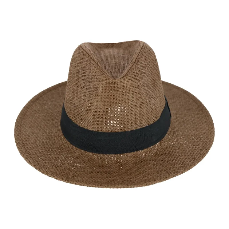 CTM® Men's Flat Brim Straw Fedora Hat