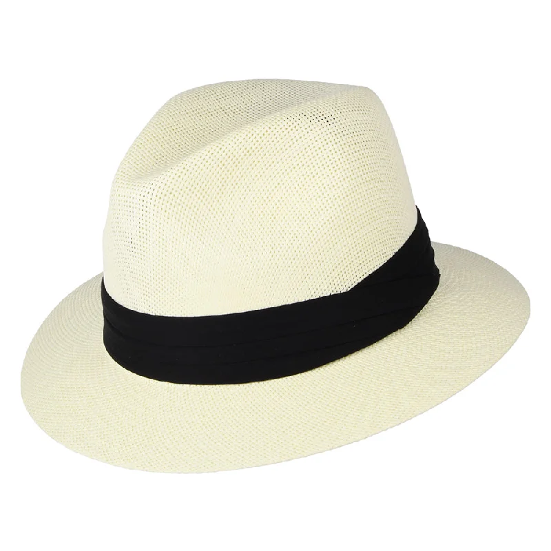 Dorfman Pacific Hats Matte Toyo Straw Safari Fedora Hat - Ivory