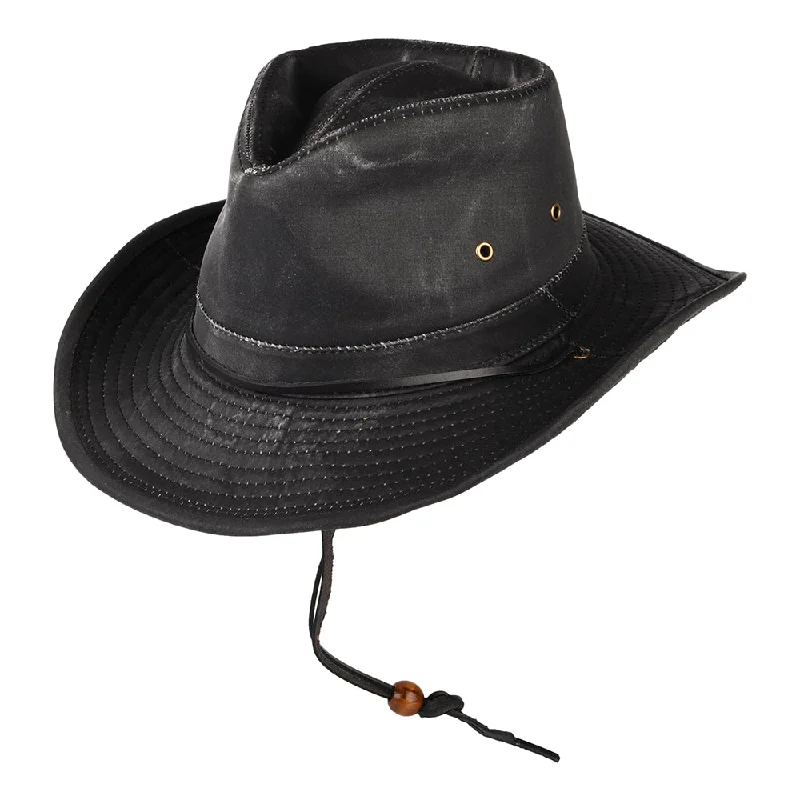 Dorfman Pacific Hats Weathered Cotton Outback Hat - Black