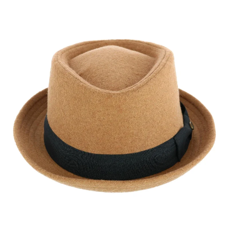 Epoch Hats Company Men's Diamond Shape Wool Fedora with Grosgrain Hatband