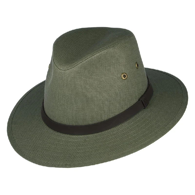 Failsworth Hats Irish Linen Safari Fedora Hat - Khaki