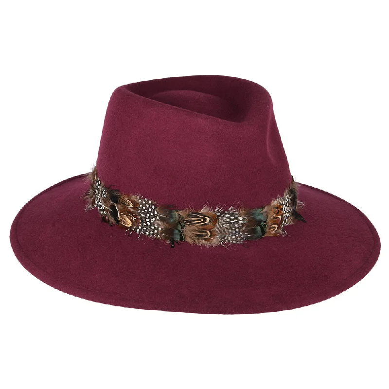 Failsworth Hats Showerproof Feather Fedora Hat - Wine