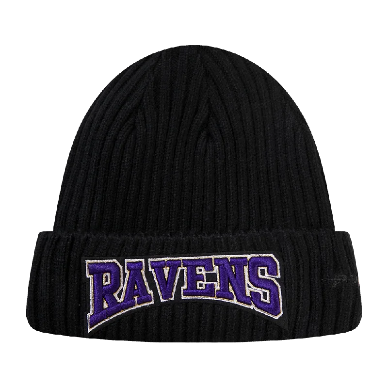 NFL BALTIMORE RAVENS CREST EMBLEM UNISEX BEANIE (BLACK)