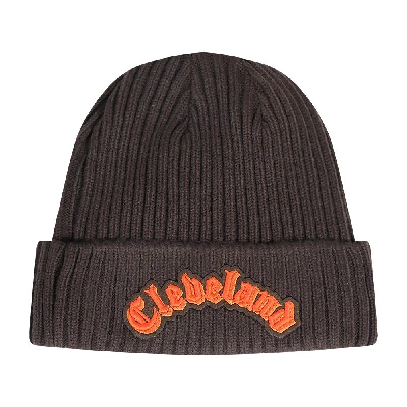 NFL CLEVELAND BROWNS OLD ENGLISH UNISEX BEANIE (BROWN)