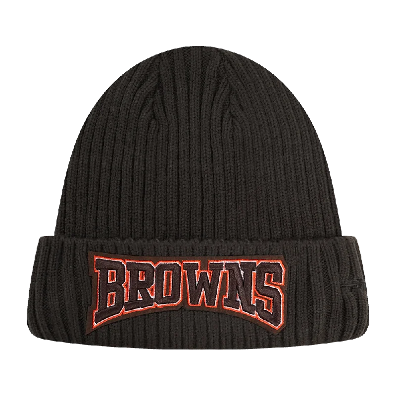 NFL CLEVELAND BROWNS CREST EMBLEM BEANIE (BROWN)