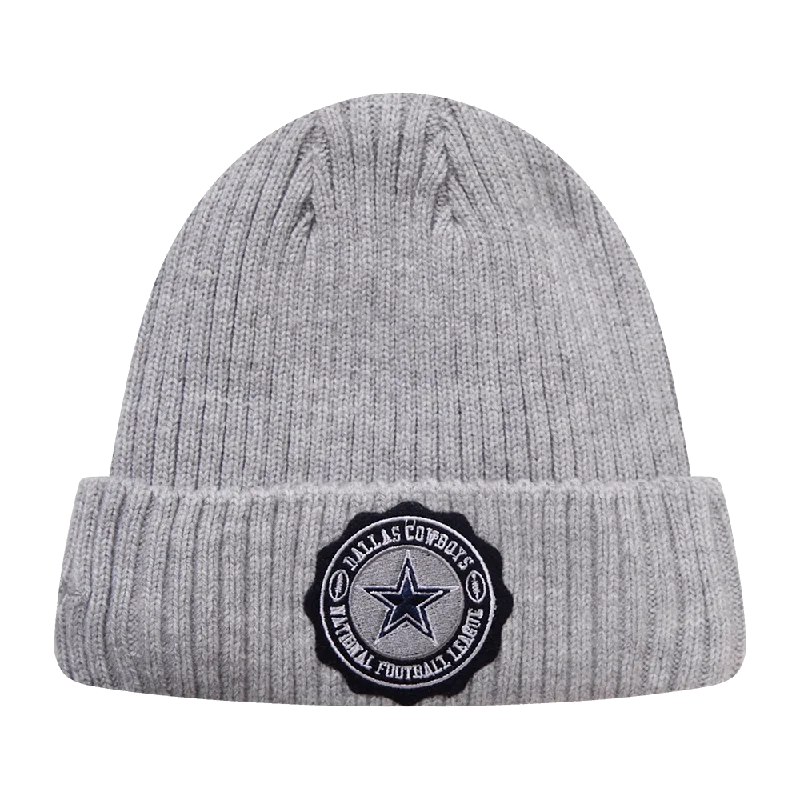 NFL DALLAS COWBOYS CREST EMBLEM BEANIE (HEATHER GREY)