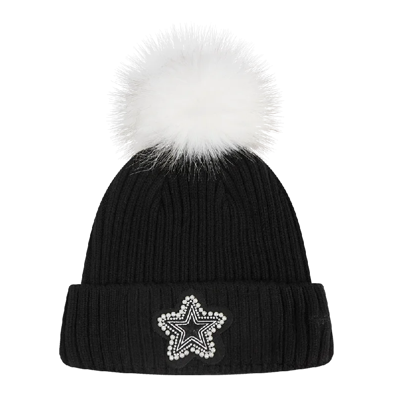 NFL DALLAS COWBOYS PEARLS WOMEN'S BEANIE (BLACK/WHITE/SILVER)