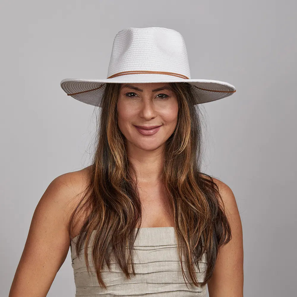 Felix | Womens White Wide Brim Straw Sun Hat