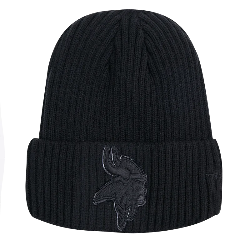 NFL MINNESOTA VIKINGS CLASSIC UNISEX 3BK BEANIE (TRIPLE BLACK)