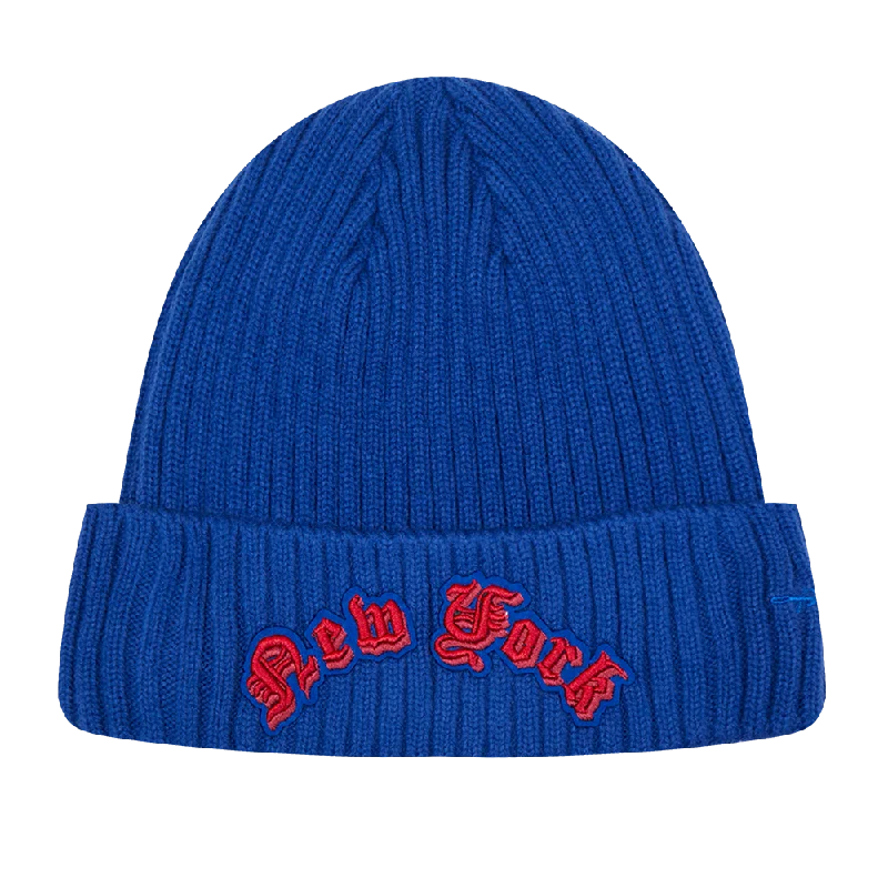 NFL NEW YORK GIANTS OLD ENGLISH UNISEX BEANIE (DODGER BLUE)