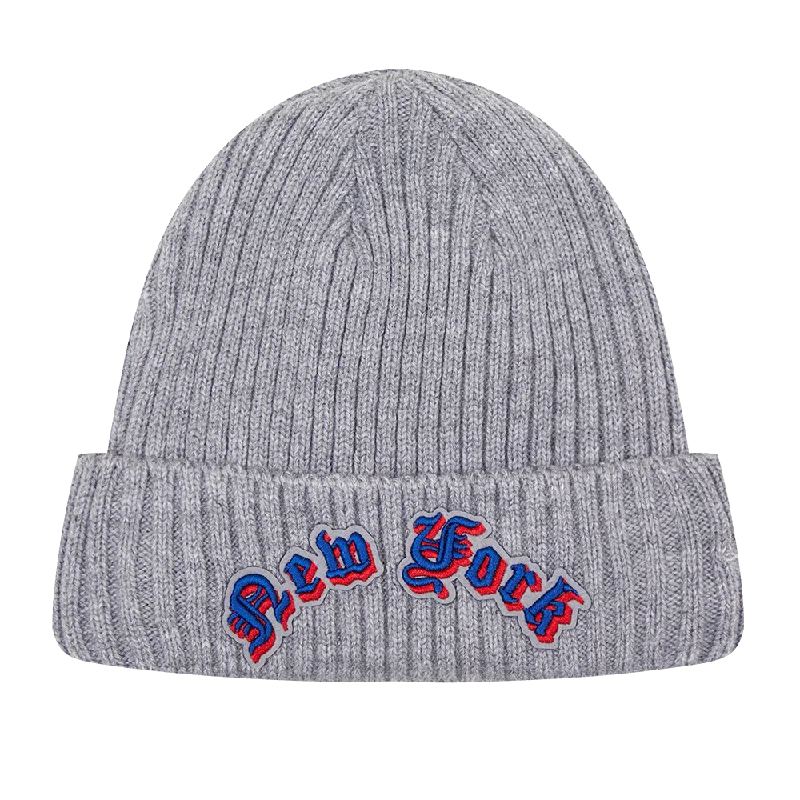 NFL NEW YORK GIANTS OLD ENGLISH UNISEX BEANIE (HEATHER GREY)