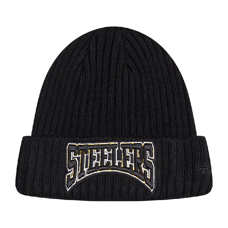 NFL PITTSBURGH STEELERS CREST EMBLEM BEANIE (BLACK)