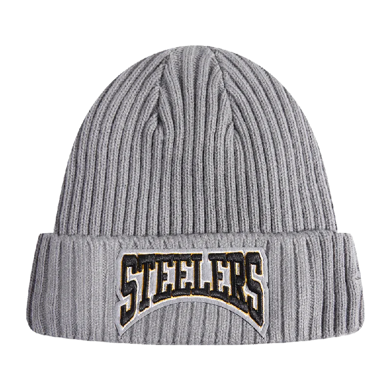 NFL PITTSBURGH STEELERS CREST EMBLEM BEANIE (GRAY)