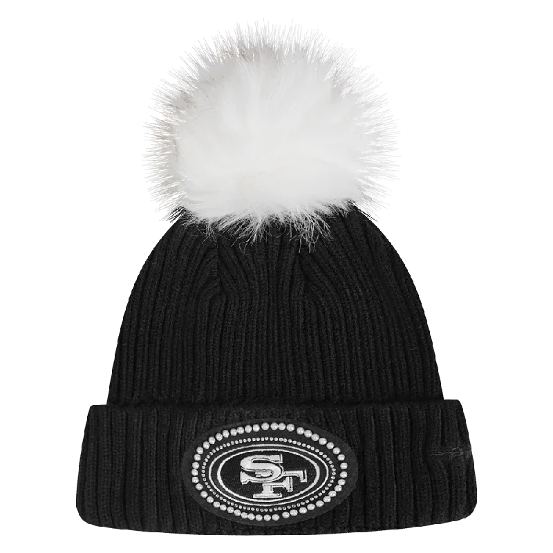 NFL SAN FRANCISCO 49ERS PEARLS WOMEN'S BEANIE (BLACK/WHITE/SILVER)