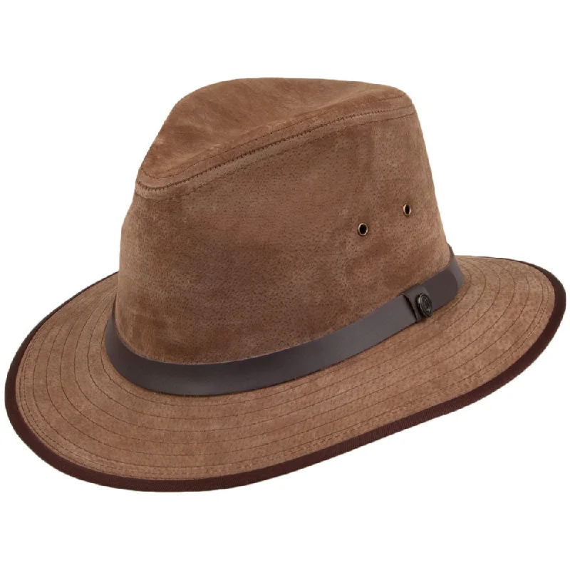 Jaxon & James Nubuck Leather Safari Fedora Chestnut Wholesale Pack