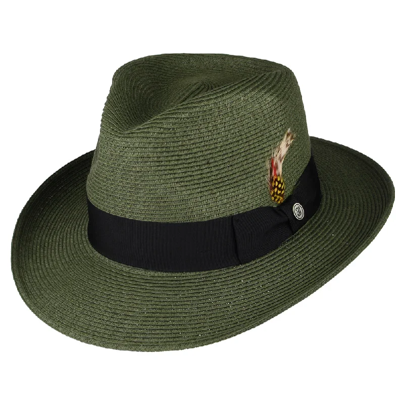 Jaxon & James Summer C-Crown Straw Fedora Hat Olive Wholesale Pack