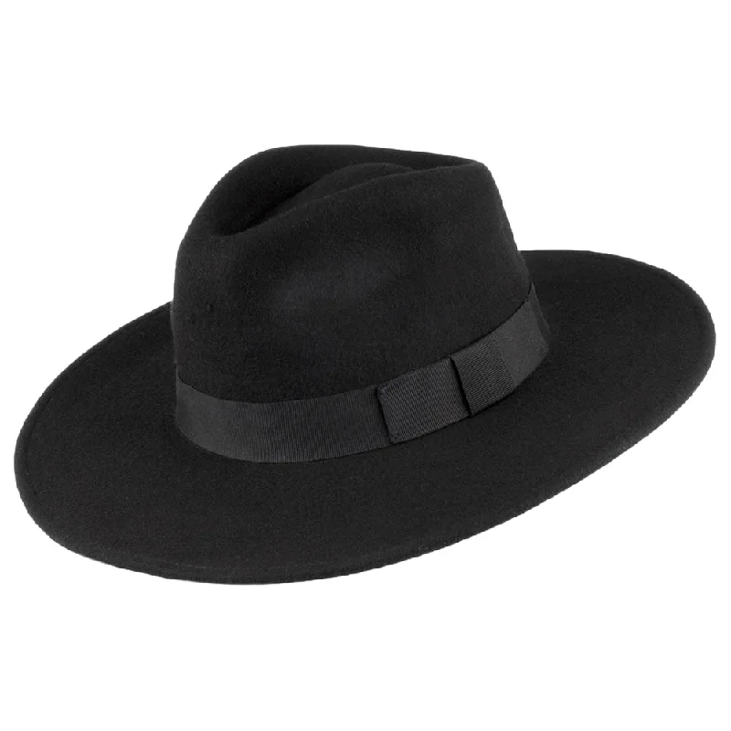 Jaxon & James The Author Wide Brim Fedora Hat - Black