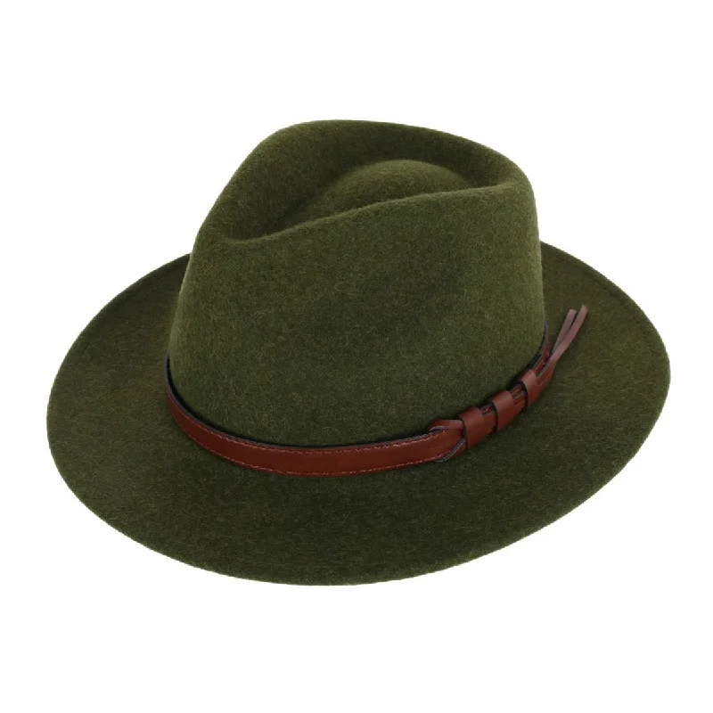 Kenny K Men's Australian Wool Fedora with Leather Hatband