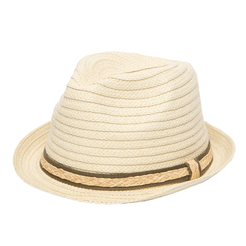 Men's Fedora With Layered Webbing & Raffia Trim