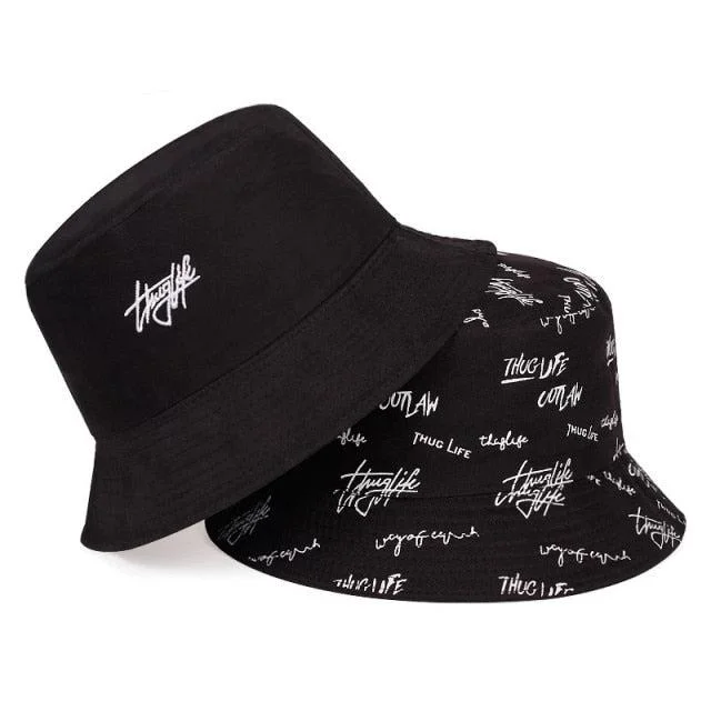 Reversible Bucket hat thug life Black