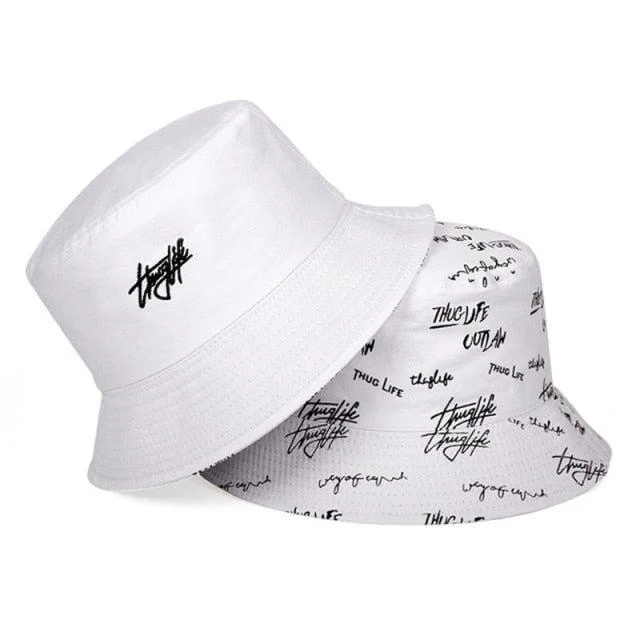 Reversible Bucket hat thug life White