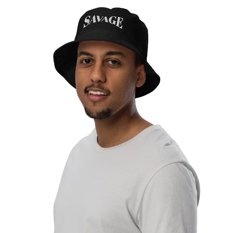 Savage Typography Graphic Organic Bucket Hat