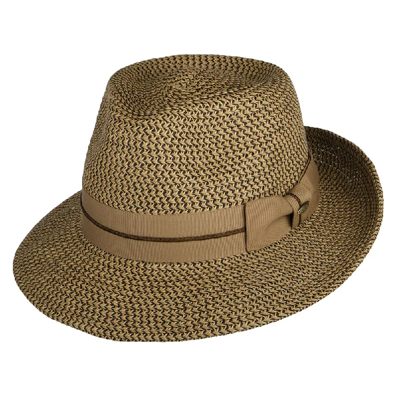 Scala Hats Marton Paper Braid C-Crown Fedora Hat - Brown