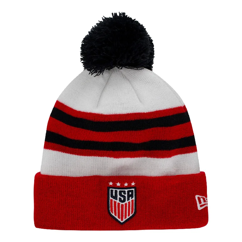 Men's New Era USWNT Pom Cuff White/Red/Navy Knit