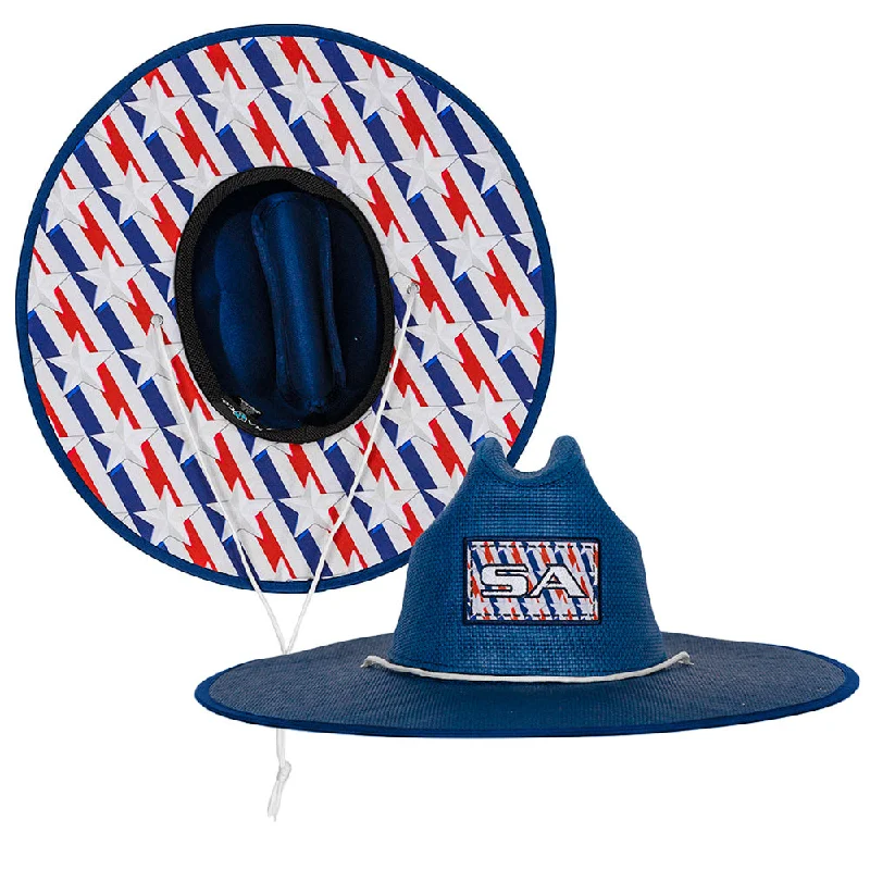 Keys Under Brim Straw Hat | Americana | Navy