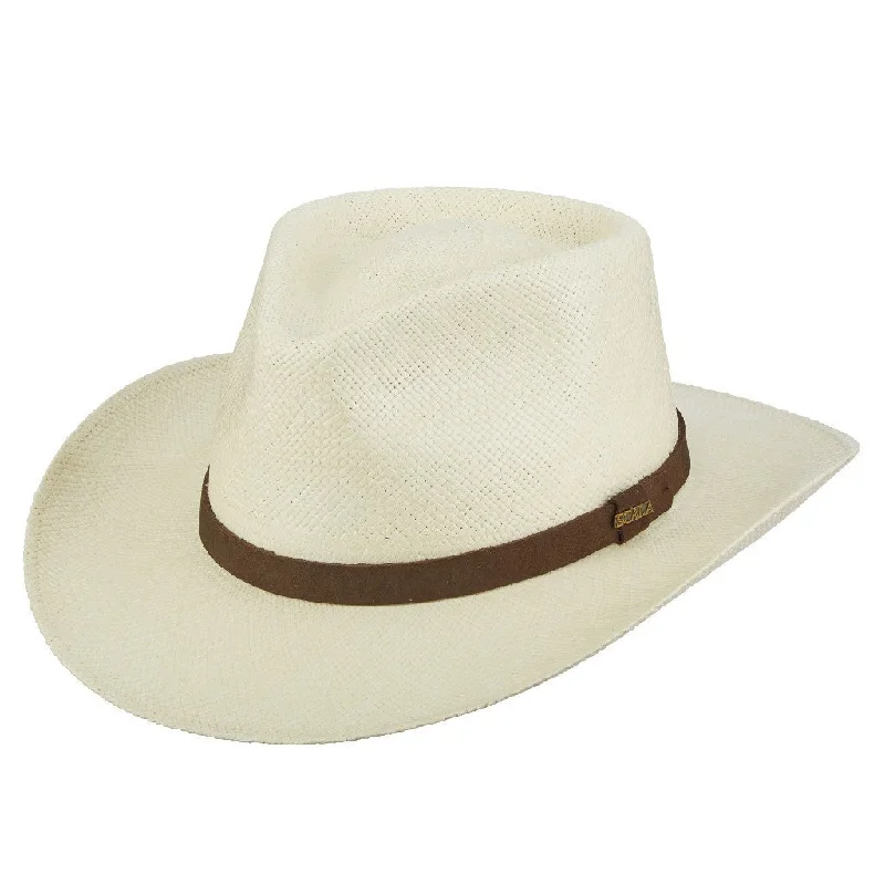 Scala - Outback Panama Hat w- Leather Trim